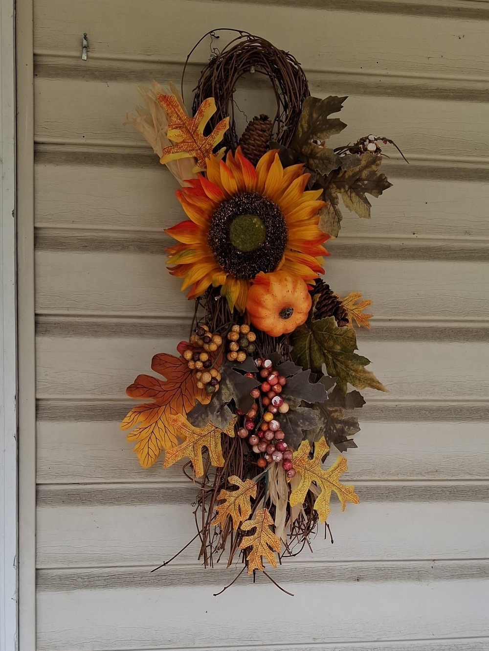 Autumn Sunflower Door Swag - Orange Fall Wreath